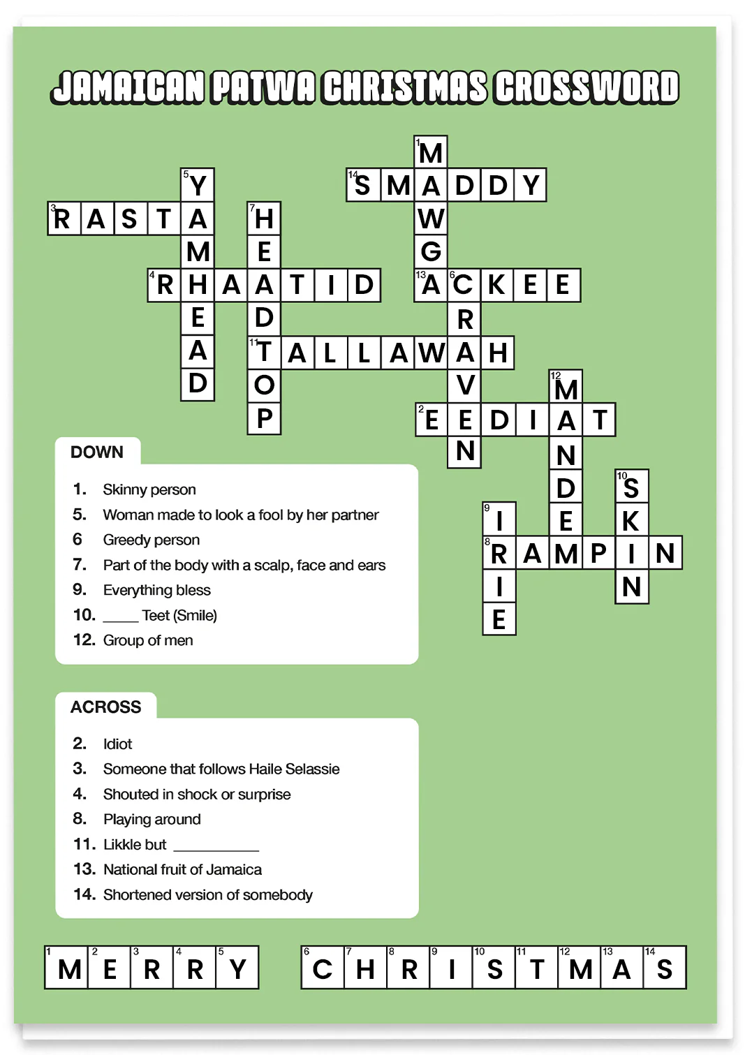 Jamaican Patwa Christmas Crossword - Image 2